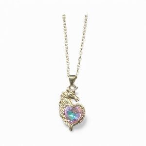 Silver Unicorn Heart Pendant Necklace
